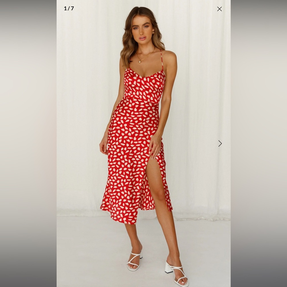 HAPPY HONEYMOON MIDI DRESS RED